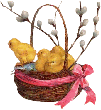 Koszyczek z kurczakami i baziami